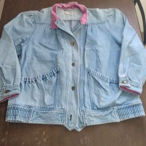 Vintage SBII By Bitterman Denim Jacket Pink Paisley Trim Size L